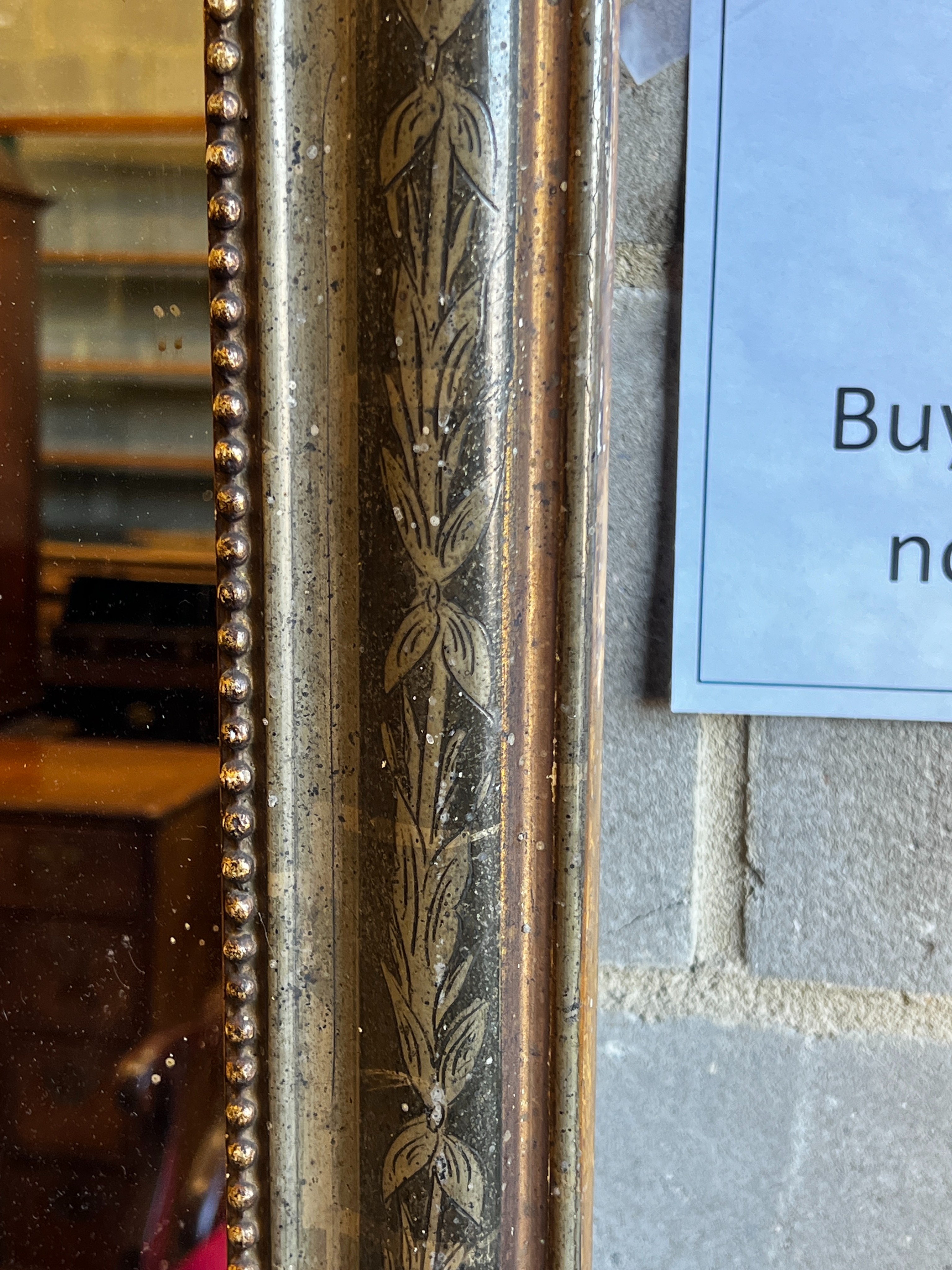 A 19th century French wall mirror, width 65cm, height 92cm